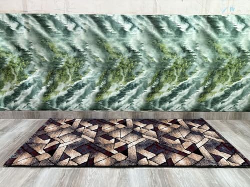 Image of Premium Runner Carpet, Vintage Medallion Pattern, Non Slip, Thick, Ideal for Bedroom, Living Room & Entryway, 3x5 Feet Maroon Beige Color