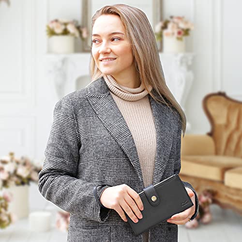 Women’s Rfid Wristlet Wallet & Phone Holder | Multi Credit Card Bifold Organizer W/Zipper Pockets & Sweetly Packed In Gift Box #TOP3