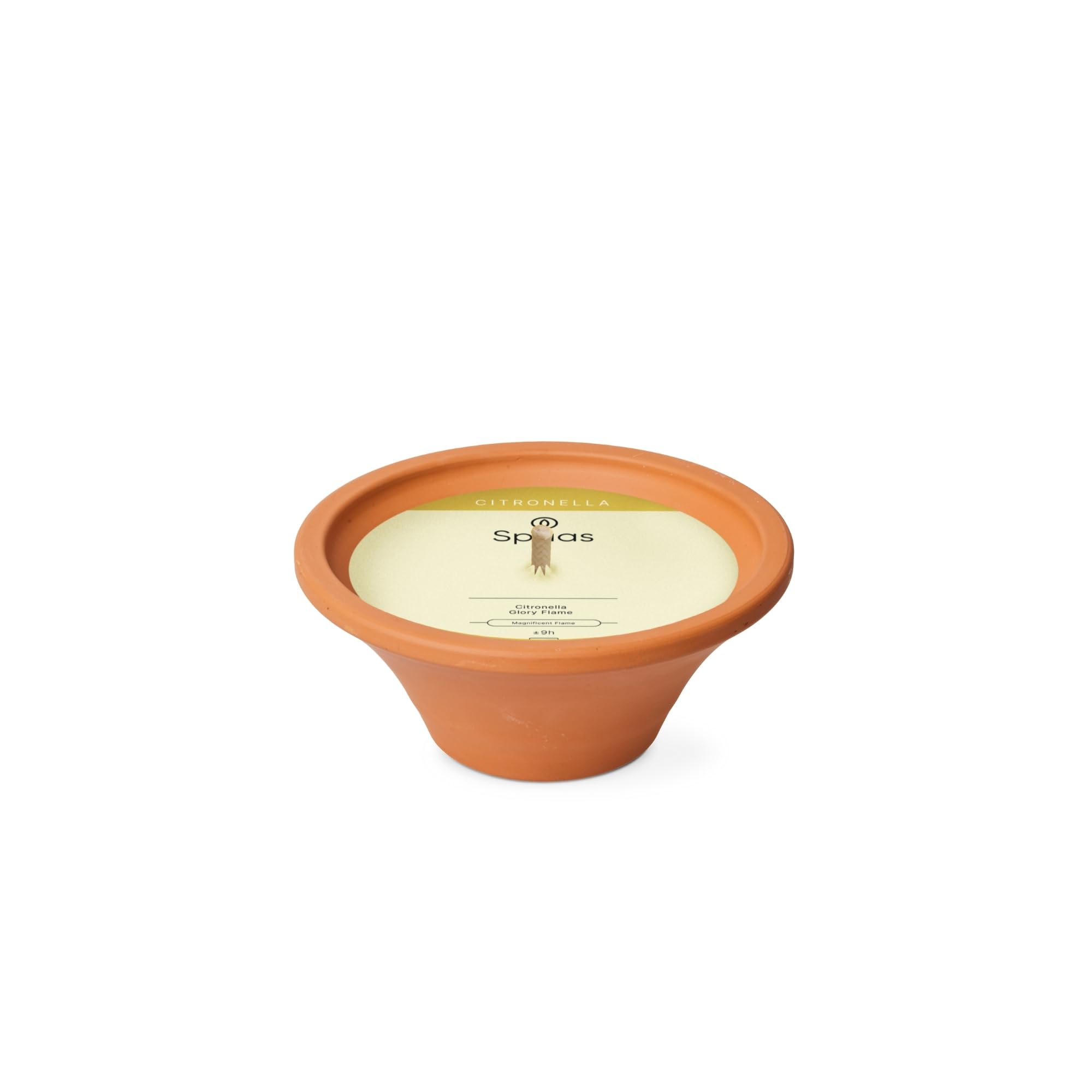 Ivyline Yellow Spaas Citronella Garden Candle In Terracotta Dish, 9 Hours, D 180 Mm X H 75 Mm