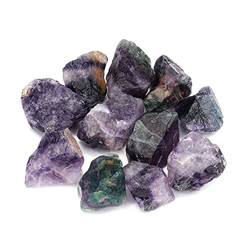 Top Plaza Bulk Fluorite Healing Crystals Rough Stones - Large 1  Natural Raw Stones Crystal for Reiki Healing, Wicca, Witchcraft, Tumbling, Cabbing, Fountain Rocks, Decoration, Polishing 0.5lb