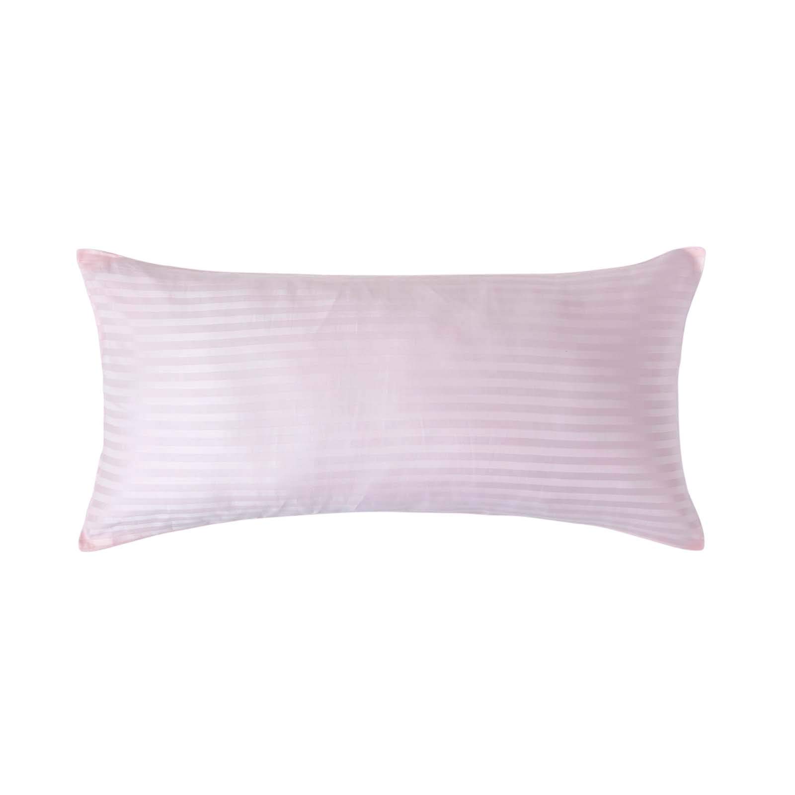 HOMESCAPES Pink Pure Egyptian Cotton Euro Size Pillowcase 40 x 80 cm 330 TC 500 Thread Count Percale Equivalent Satin Stripe Pillow Case with Zip Pack of 4