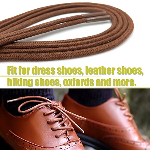 Yfine 39.37" Inch Round Waxed Dress Shoes Shoelaces Boots Shoe Laces Light Brown (2 Pair) #TOP6