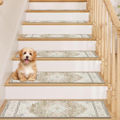 Pauwer Carpet Stair Treads for Wooden Steps Indoor 15 Pack 8" X 30" Peel and Stick Stair Treads Non Slip Staircase Step Treads Reusable Stair Runner Rugs for Dogs, Kids and Elders - image 7