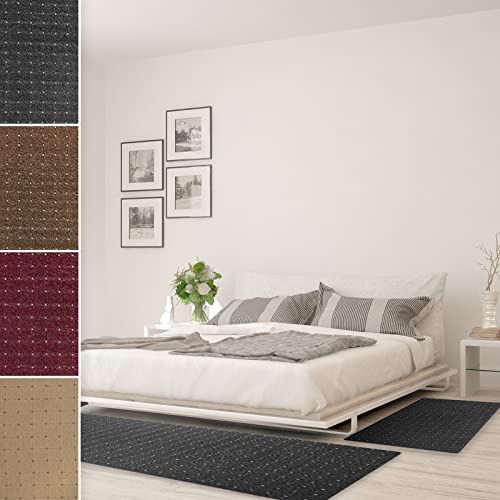 Rapido - Alfombra para borde de cama (3 piezas, 67 cm de ancho, 1 x 330 cm + 2 x 130 cm), color gris oscuro