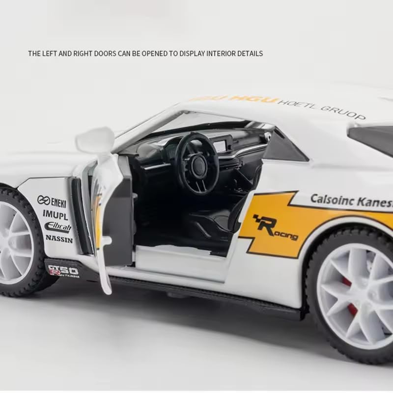 Image of Alokik Enterprise 1:32 Nissan GTR50 Sport Diecast Metal Pull Back Car with 2 Openable Doors with Lights & Sound Toy Decoration, Showpiece Car Best Gift Toys for Kids 【White】