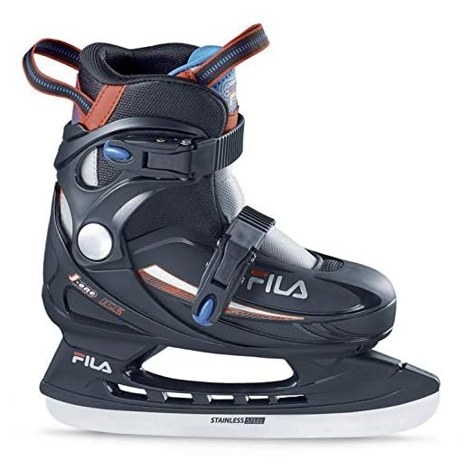 FILA SKATES - J-One Adjustable Ice Skates for Girls and Boys - Junior Adjustable Ice Skates (Black/Red/Blue, Small - Little Kid - J10 - J12)