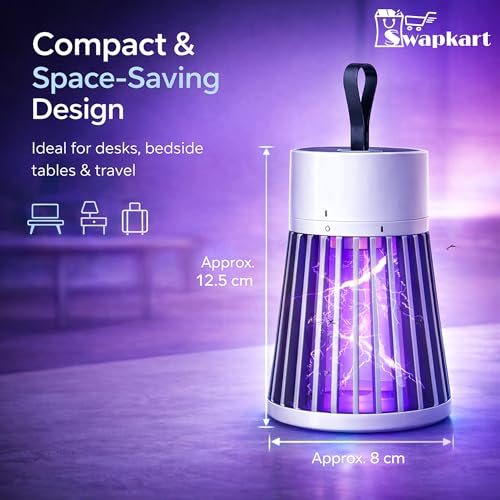 Image of SWAPKART Electric Mosquito Killer Lamp with UV Light | USB Powered Bug Zapper with LED Night Lamp | Silent & Safe Indoor & Outdoor Mosquito Trap Machine for Home