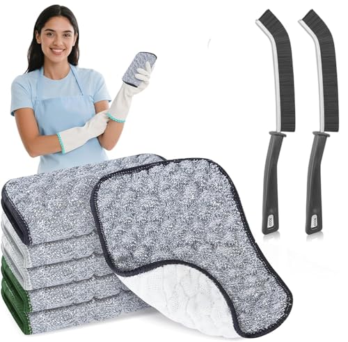 6 PCS New Upgrade 2-Layer Non-Scratch Multipurpose Steel Wire Dishcloths - Reusable Quick-Dry Odor-Free Scrub Cloths for Dishes, Kitchen Cleaning Cloths for Cookware, Sinks, Stove Tops