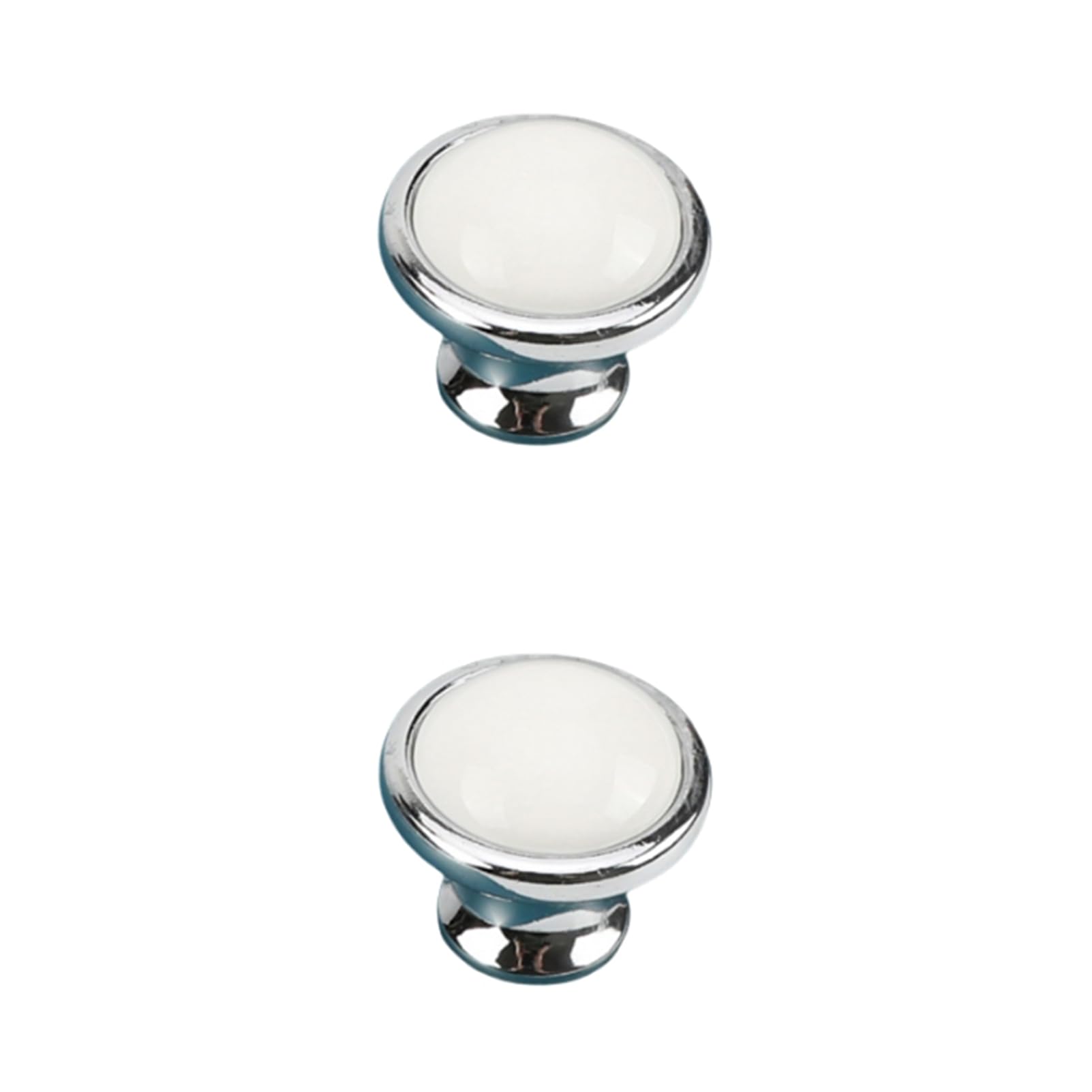 2 Pack Ceramic Handles European Style Vintage Drawer Handles Cabinet Door Handles Cupboard Handles Wardrobe Handles Furniture Handles Zinc Alloy Kitchen Door Knobs (Bright Chrome+White,Single hole)