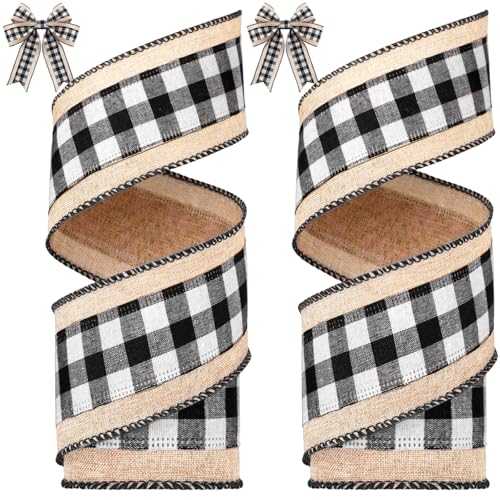 Craig Bachman Diagonal Plaid Check Wired Edge Ribbon - Moss Green, Ivory, 100% Polyester, 1.5