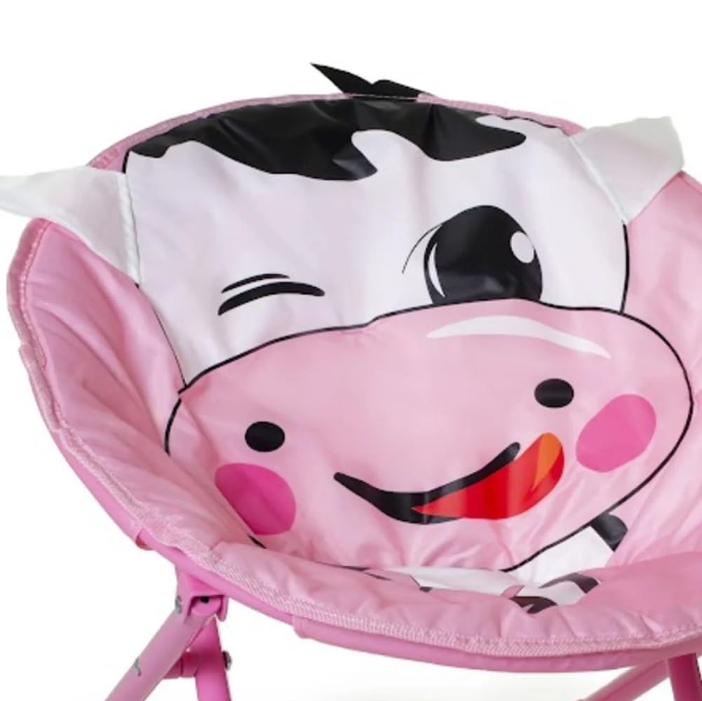HomeFast Children's Camping Chair Moon Chair Foldable Children's Folding Chair Indoor and Outdoor Easy to Carry for Toddler Girls Boys, Kids Cartoon Cow Pattern Folding Chair (Cow) 2