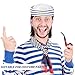 Geyoga Sailor Hat and Scarf Set for Halloween Women Men Outfit with White Sailor Cap Captain Hat Scarf for Costume Accessory(Lovely Style)
