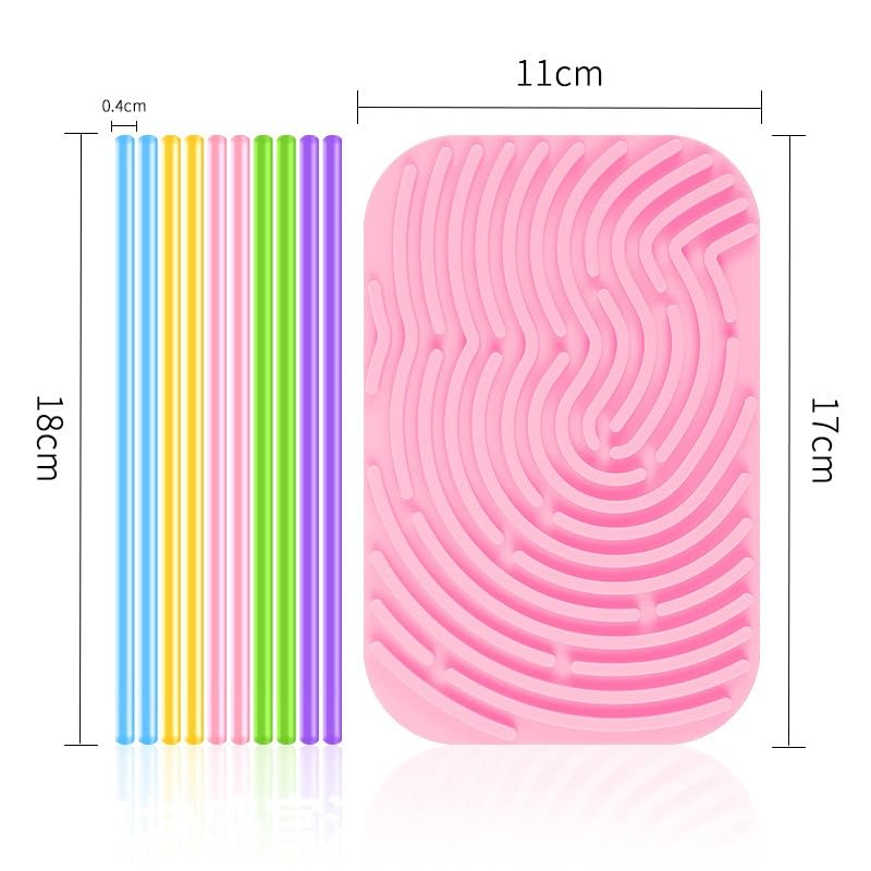 SENKESH® Silicone Sensory Activity Board , Quiet Fidget & Creativity Board with 10 Colorful Strings, All 100% Silicone, Fine Motor Skill Toy with Free Activity Master Booklet, Ages 3+ (Pink) 1