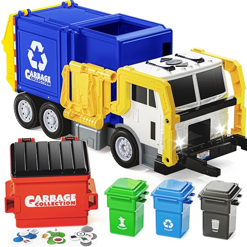 JOYIN Bin Lorry Toy for 3-8 Year Old Boys Garbage Truck with Light & Sound