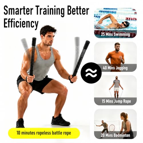 Weighted Ropeless Battle Ropes, High-Resistance Portable Heavy-Duty Cordless Rope for Home Gym with Poster, Low Noise. HIIT and Low-Impact Cardio Aerobic Training for Men & Women (#Black) - image 6