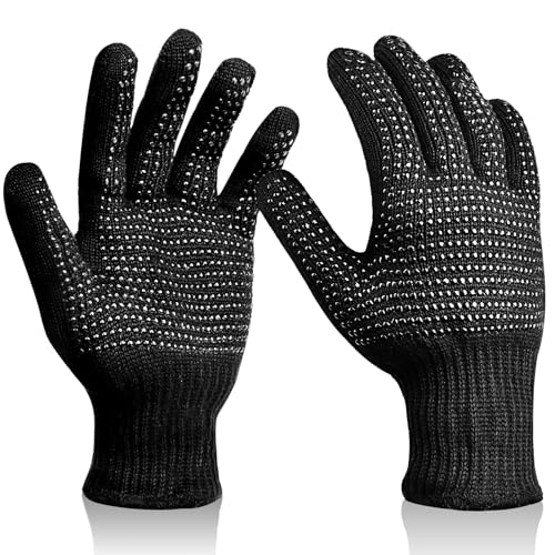 Sopito Heat Resistant Gloves for Hair Styling, Silicone Bump, 2Pcs Black
