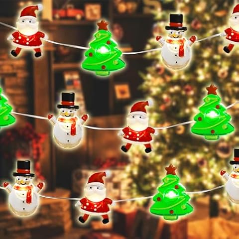 Christmas String Lights, 30 LED Copper String Lights with Remote Control &Waterproof Battery Operated Fairy Lights for Indoor Outdoor, Christmas Decor (Santa Claus&Snowman&Xmas Tree) Cover