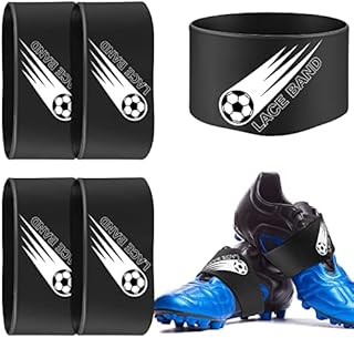 Patelai 4 Pcs Youth Lace Band Soccer Cleat Lace Protector Black Shoelaces Cleat Covers Elastic Rubber Shoe Covers for Sports Soccer Cleat Occasion