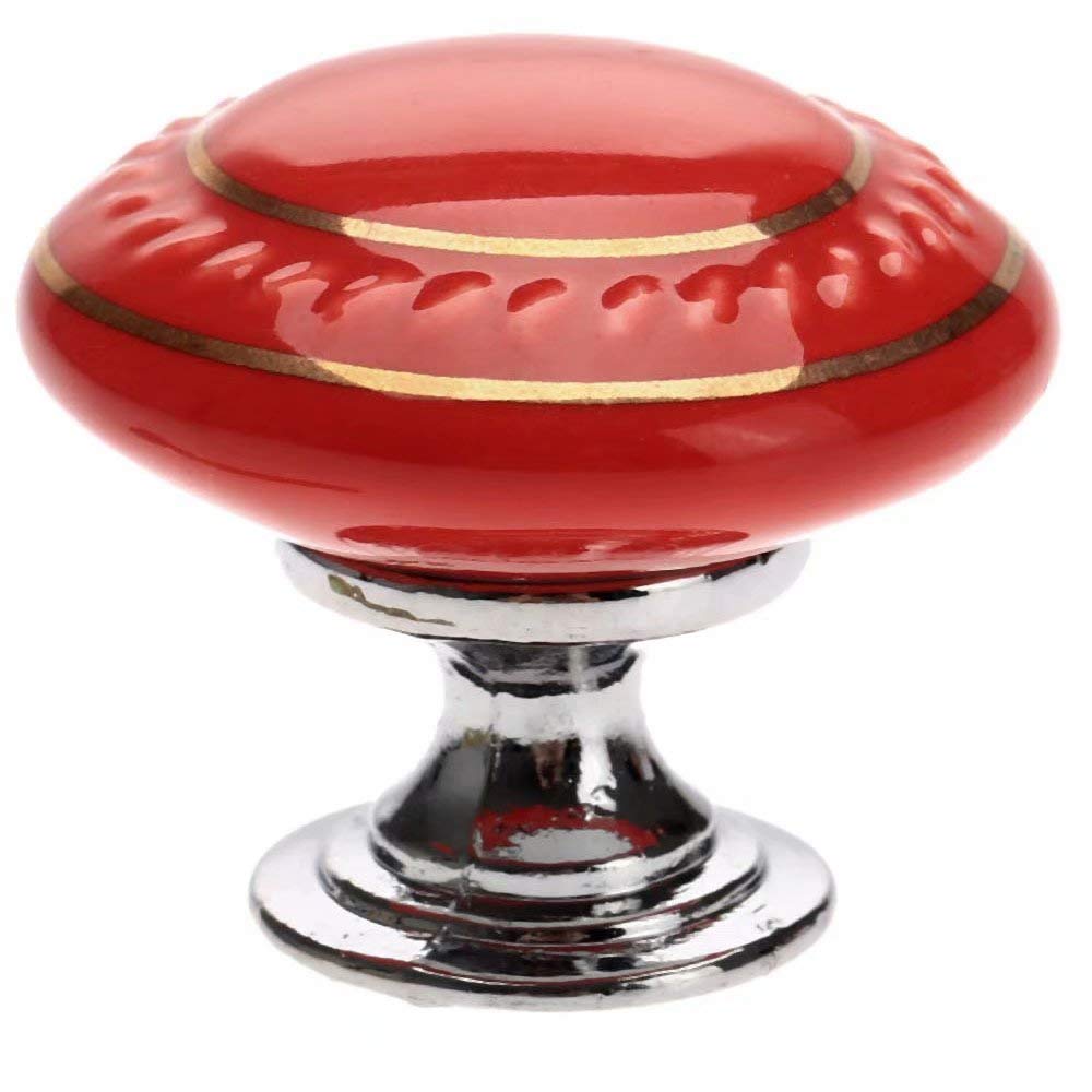 Frolahouse Red 1 Piece Vintage Ceramic Cabinet Knobs Pulls Retro Dresser Drawer Furniture Hardware