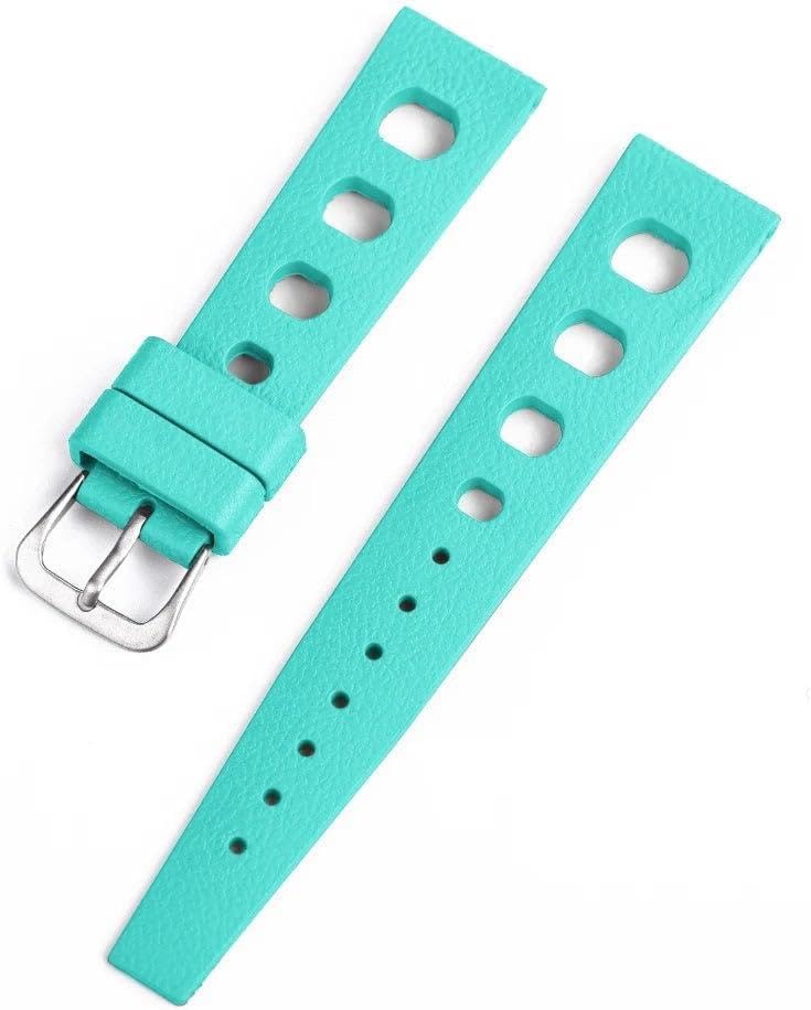 Premium Tropical Rubber Watch Band 20mm 22mm, Quick Release Watch Strap, Soft Flexible Comfort Fit, Compatible with Universal Watches, Multi Colors Cyan / 20mm