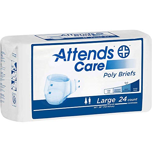 Attends Care Poly Briefs, Large - Pack of 24