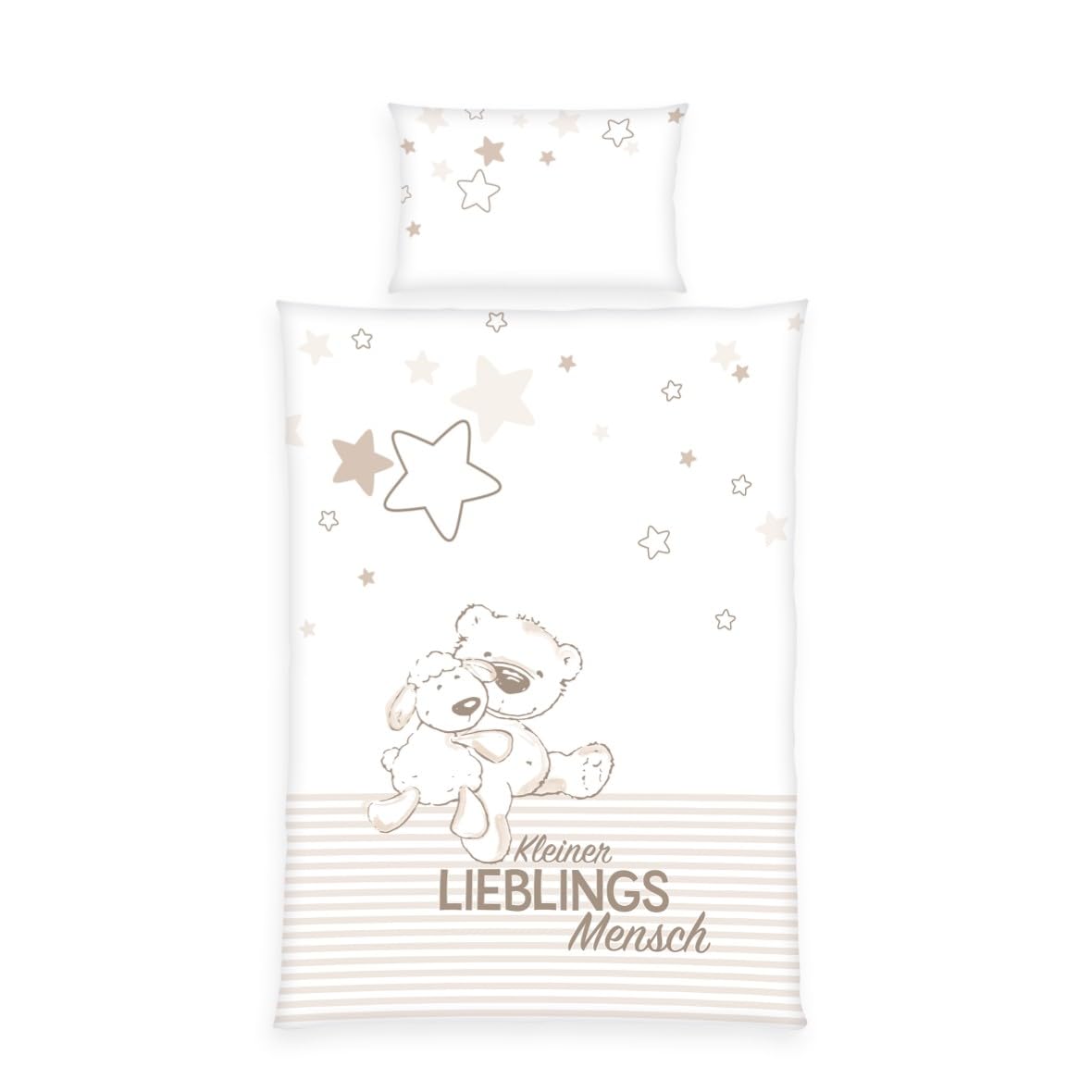 Herding Baby Best kleinkindliche Bettwäsche-Jana Lieblingsmensch Wendemotiv, 100 x 135 cm Bettbezug & 40 x 60 cm Kopfkis