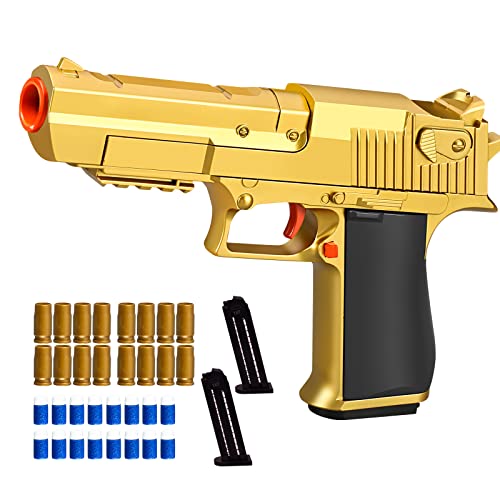 Shell Ejecting Foam Dart Pellet Blasters Guns Soft Bullet For Toy Gun Shell Ejection Pistol Shooting Game Cool Stuff Birthday For Boy Age 5+ 6 7 8 9 10 11 12 Year Old Kid(Golden) #TOP5