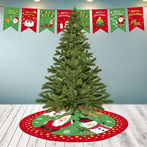Saia de árvore de Natal, saia de árvore de Natal com estampa de alce de boneco de neve para decoraçõ