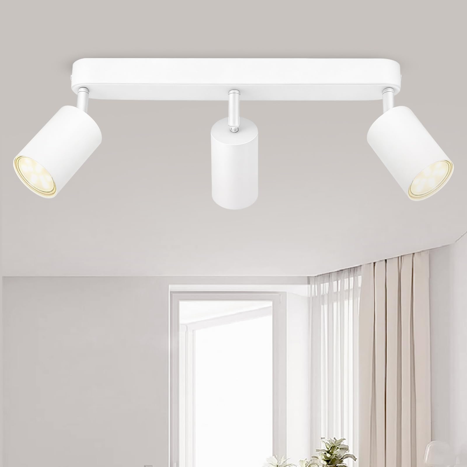 GeyouLux LED Ceiling Spotlight 3 Spotlights, 350°+90° Swivel, Modern GU10 Ceiling Spotlights, Aluminium Kitchen Ceiling Light Suitable for Kitchens Living Rooms (No Bulb)
