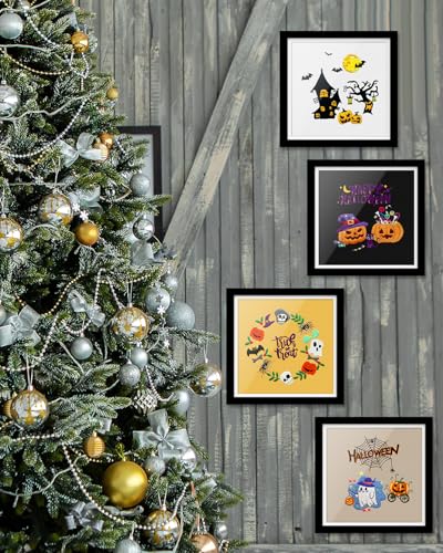 Image of TINDTOP Halloween Embroidery Kit for Adult, Embroidery DIY Starter Kit | 4 Pack with Stamped Patterns, Hoop, Tools, Colorful Threads with Needles, Instructions
