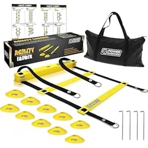 POWER GUIDANCE Agility Ladder (20 Feet) with Cones for Speed Agility Training & Quick Footwork Exercise – Soccer & Football Training Equipment for Adults, Youth & Kids