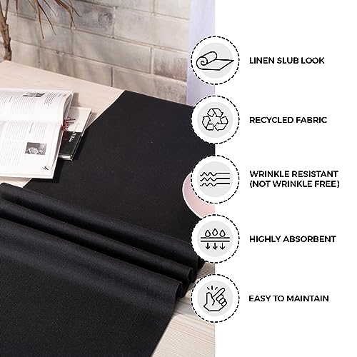 DMoksha-Homes-Black-Table-Runner-14-x-120-Inch-Faux-Linen-Table-Runner-Wrinkle-Resistant-Machine-Washable-Table-Runner-100-Recycled-Fabric DMoksha Homes Black Table Runner 14 x 120 Inch Faux Linen Table Runner Wrinkle Resistant Machine Washable Table Runner 100 Recycled Fabric