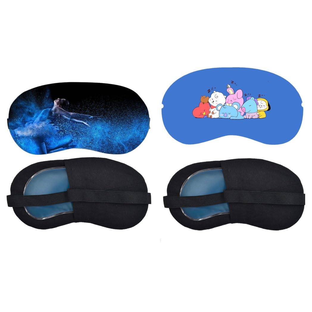Aoxeria Blue Spirit Horse, Kawaii Friends Sleeping Eye Mask Combo, Soft Comfortable Light-Blocking Eye Cover for Women, Men & Kids, Reusable Blindfold for Night Sleep, Nap, Travel, Flight (Pack of 2)-image-36