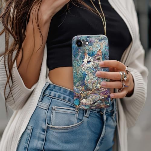 Image of Goodon for iPhone 16e Case Cute - Wireless Charging Compatible - Dual-Layer Hard Shell + Silicone Cover - Protective Phone Case with Trendy Designs for Women - an Abstract Ragdoll Cat | Dual-Layer Hard Shell + Silicone, Slim Fit Protective Phone Cover with Wildflower Designs for Women Girls