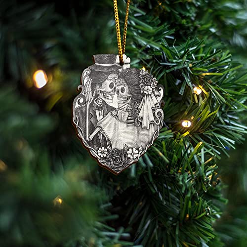 Wodoro Personalized Skull Couple Ornament - Halloween Decorations, Goth Ornament, Skull Decor, Day Of The Dead, Dia De Los Muertos, Skeleton Wedding, Skeleton Wedding, Couples Gifts #TOP7