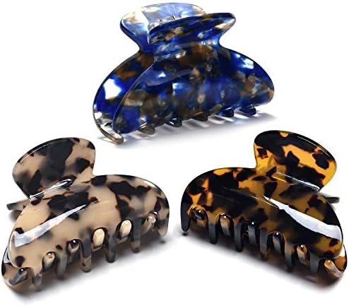 3 Packs Medium Hair Clips For Women Thick Hair,2 3/4" Nonslip Hair Claw Clips For Thin Hair,Celluloid Tortoise Jaw Clips Hair Clutcher