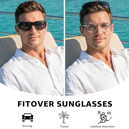 Image of LVIOE Polarized Photochromic Sunglasses Women Men, Fit Over Sun Glasses with UV Protection for Driving Traveling