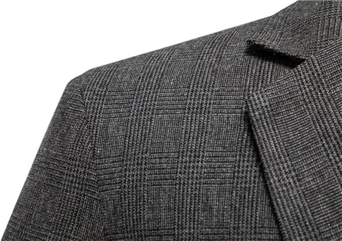 Men's Retro Plaid Tweed Jacket Button Front Business Casual Work Suit Coat Straight Fit Outerwear3
