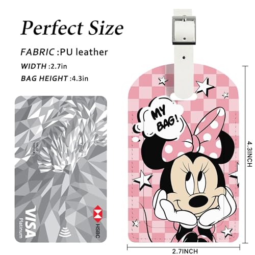 2 Packs - Cute Leather Luggage Tag for Suitcase,My Bag Pink Design Travel Suitcase Tag with Privacy Flap Address Labels, Travel Bag Tags4