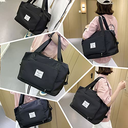 Keyck Sporttas Dames Heren met Natte Zak, Sports Duffel Bag Extra Groot, Waterdicht Ziekenhuistas Opvouwbaar Unisex Weekendtas voor Yoga Strand School Sport Fitness Gym Vakantie Zwart - Image 6