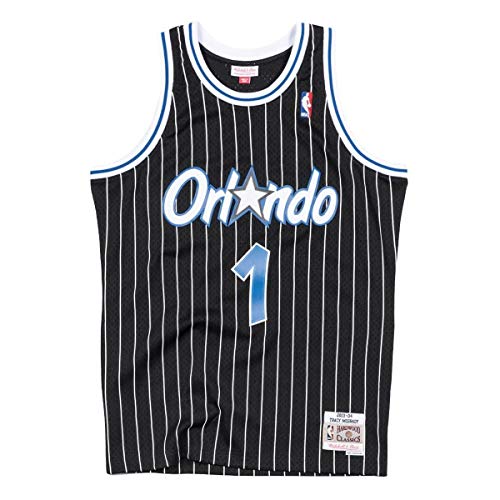 Mitchell & Ness Tracy McGrady Orlando Magic 2003-04 Men's Black Pinstripe Swingman Jersey (Small)