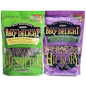 BBQr’s Delight 2 Pack Mesquite & Hickory Natural Wood Grilling Pellets 1lb Bags