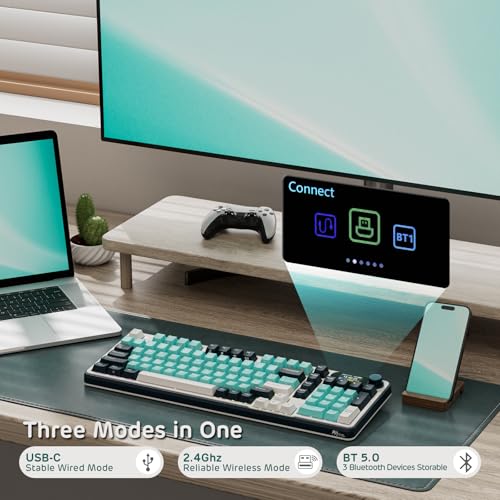 Image of RK ROYAL KLUDGE S98 Mechanical Keyboard w /Smart Display & Knob, 96% RGB Wireless Gaming Keyboard BT /2.4G /USB-C, Hot Swappable Custom Keyboards, Software Support, Silent Computer Gaming Keyboard