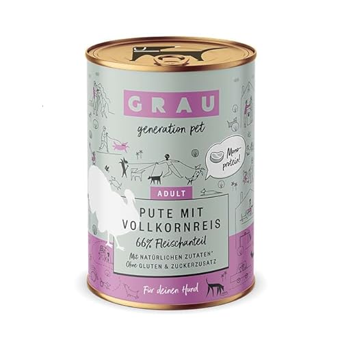 Produktbild von Grau Hund Pute mit Vollkornreis - 6 x 400 g