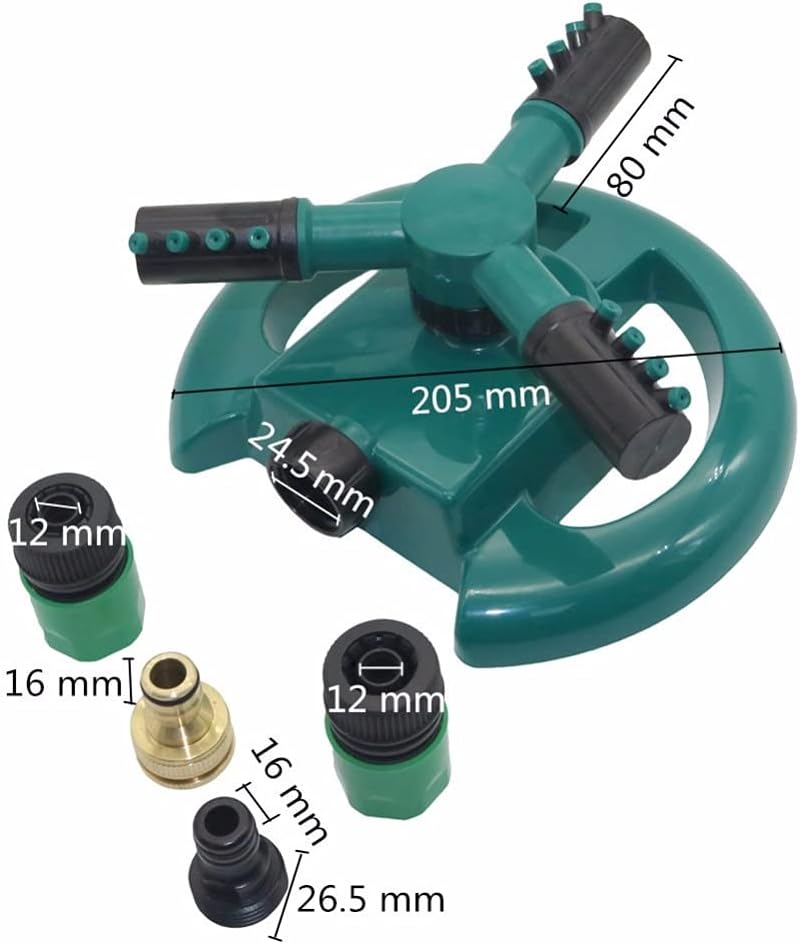 Garden Sprinklers Automatic Watering Grass Lawn 360 Degree Circle Rotating Water Sprinkler 3 Nozzles Three Arm Garden Pipe Hose(Rotating Nozzle Set)
