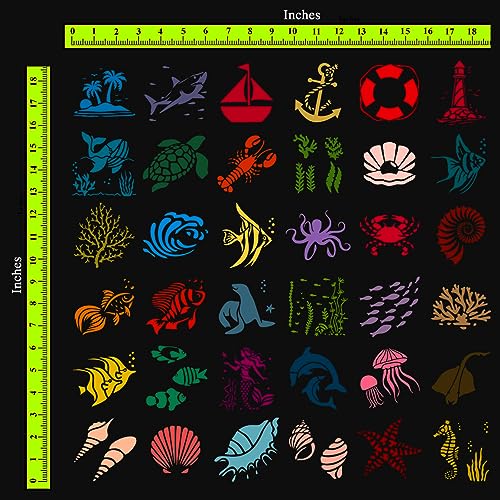 CrafTreat Reusable 36 Pieces 3x3 Inch Animal Stencils Wood