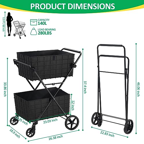 Spurgehom NYX08 2-Tier Shopping Cart thumb #1