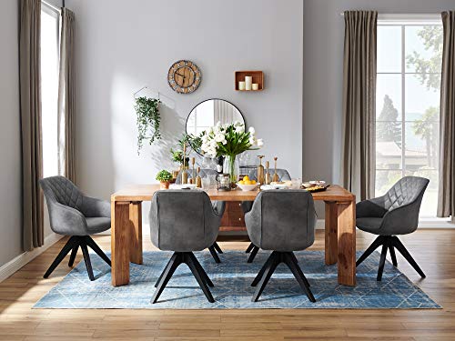 Art Leon Mid Century Modern Swivel Accent Chair With Black Oak Wood Legs, Faux Leather Upholstered Desk Chair No Wheels, Armchair For Desk, Dark Gray #TOP6