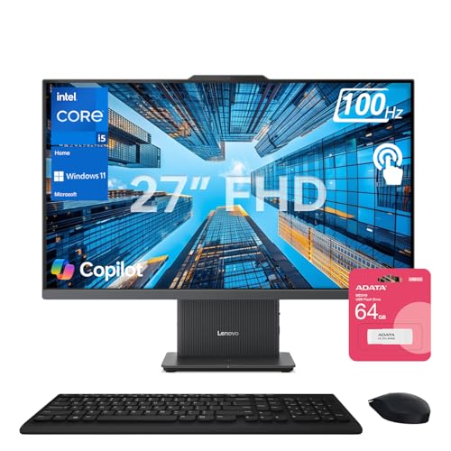 Image of Lenovo IdeaCentre I Premium Business All-in-One, Next Gen AI, 27 inch FHD Touchscreen 100Hz, i5-13420H, 16GB DDR5 RAM, 1TB SSD, Wi-Fi 6, Wireless KB &M, W11H, Bundle with ADATA 64GB USB Flash Drive