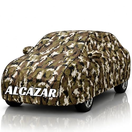 Image of Safe-Cars New Jungle 100% Waterproof Alcazar Car Cover | Polyester Car Body Cover for Rain & Sun | UV Protection, Dustproof, Scratch Resistant, Windproof, Heat Resistant, Custom Fit